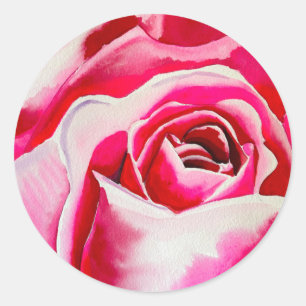 Sticker Rond Roses roses romantiques en aquarelle