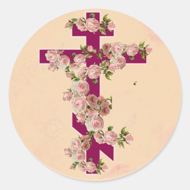 Sticker Rond Roses roses roses byzantines orthodoxes (Devant)