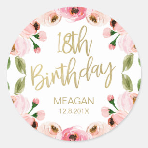 Sticker Rond Roses roses roses Faux Gold Calligraphie 18e anniv