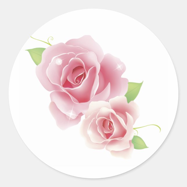 Sticker Rond Roses roses roses fines mignonnes Fille Rétro Flor (Devant)