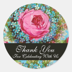 Sticker Rond ROSES ROSES ROSES ROSES ROSES ROUGES ET Merci FLEU