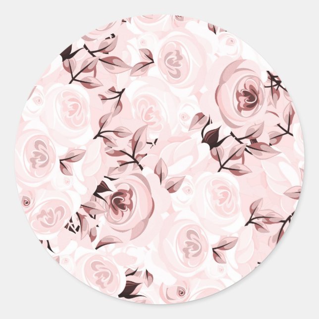 Sticker Rond Roses roses shabby chic glamour élégant floral fêt (Devant)
