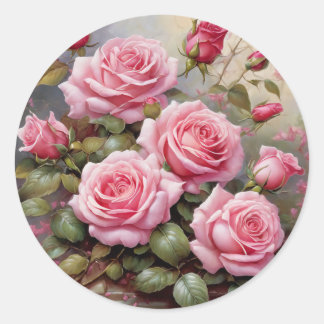 Sticker Rond Roses roses vintage