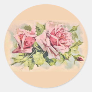 Sticker Rond Roses roses Vintages Florales