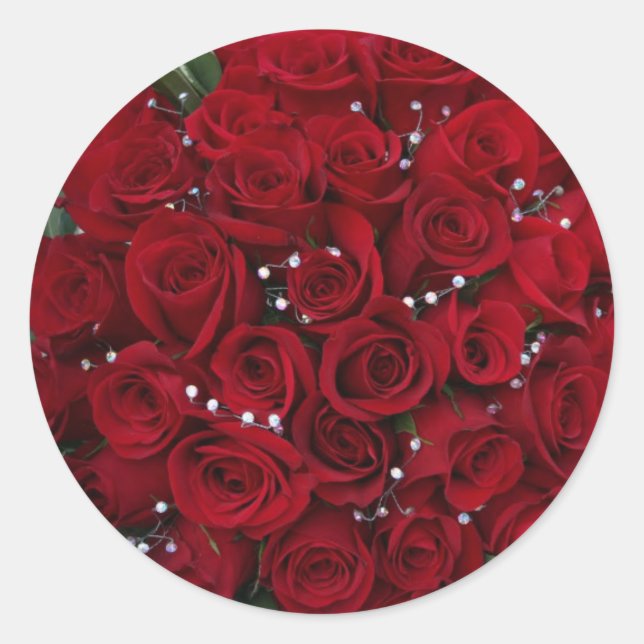 Sticker Rond Roses rouges (Devant)