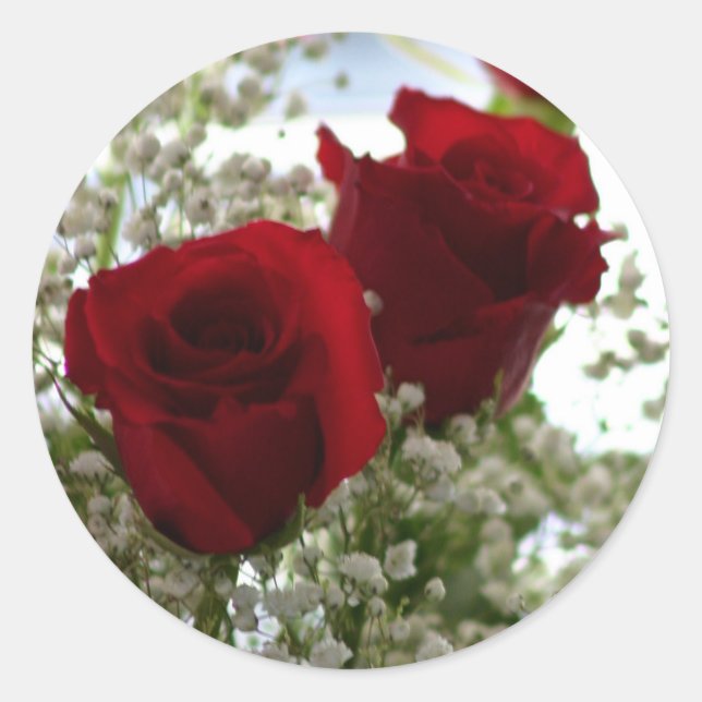 Sticker Rond Roses rouges (Devant)