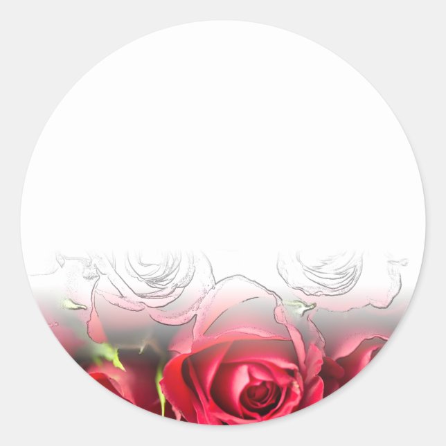 Sticker Rond Roses Rouges Avec Contours Noirs (Devant)