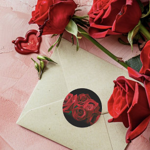 Sticker Rond Roses rouges Blanc Black Elegance Mariage intempor