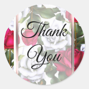 Sticker Rond Roses Rouges & Blanches Shabby Chic Rustique Glamo