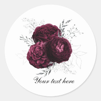 Sticker Rond Roses rouges élégantes personnalisables