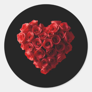 Sticker Rond Roses Rouges en forme de Cœur-
