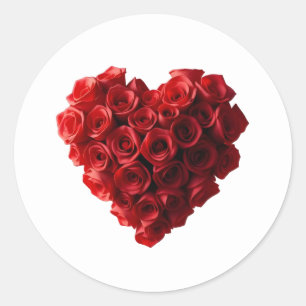 Sticker Rond Roses Rouges en forme de Cœur-