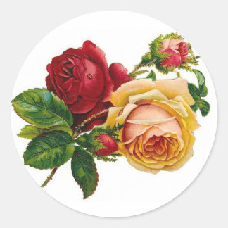 Sticker Rond Roses rouges et jaunes