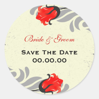 Sticker Rond Roses Rouges vintages Enregistrer L'Autocollant Da