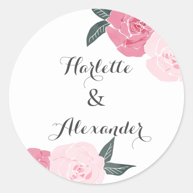 Sticker Rond Roses sauvages roses (Devant)