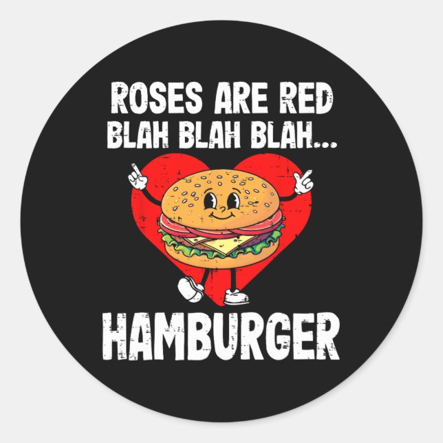 Sticker Rond Roses sont rouges, blagues drôles Saint Valentin H (Devant)