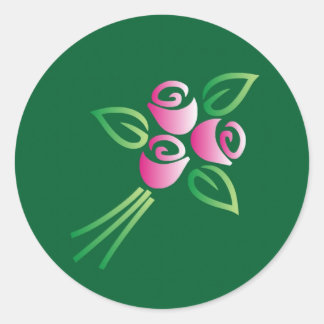 Sticker Rond Roses sur le vert