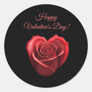Sticker Rond Roses-Valentines rouges en forme de coeur -