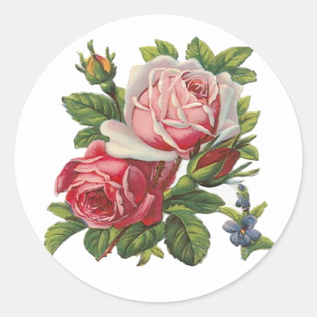Sticker Rond ROSES vintages (Devant)