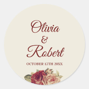 Sticker Rond Roses vintages