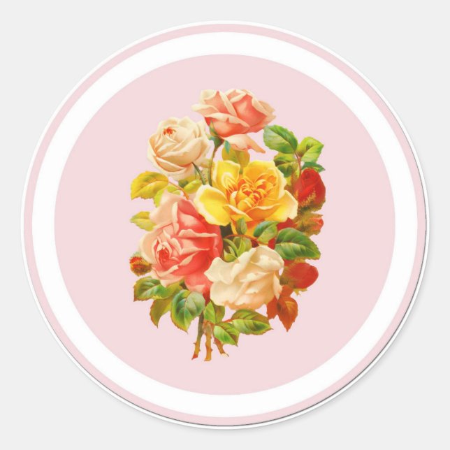 Sticker Rond Roses Vintages roses (Devant)