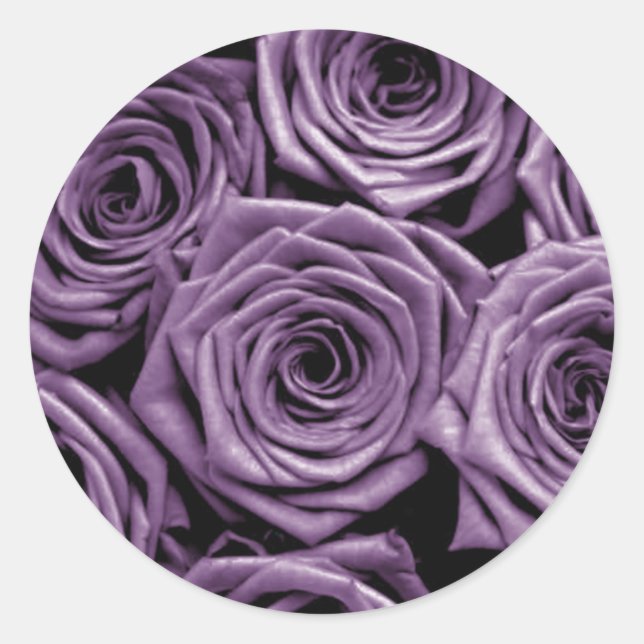 Sticker Rond Roses violets (Devant)