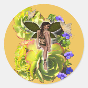 Sticker Rond Rosette Visiteurs succulents Plate de mélamine