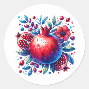 Sticker Rond Rosh Hashana Eau couleur grenade