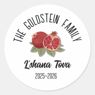 Sticker Rond Rosh Hashanah Jour de l'An juif Nom personnalisé H