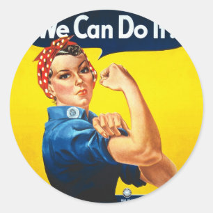 Sticker Rond Rosie le Riveter - "Nous pouvons le faire !"