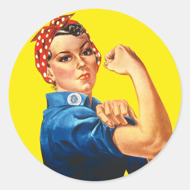 Sticker Rond Rosie le Riveter, On Peut Le Faire ! (Devant)