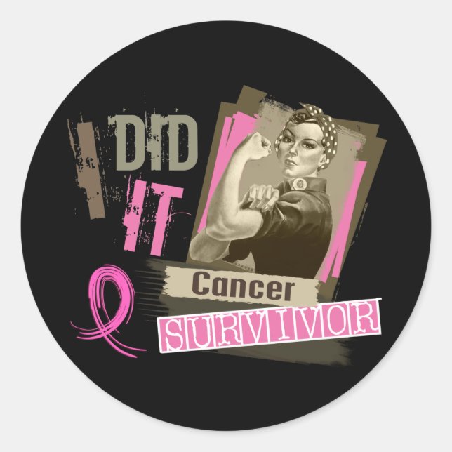 Sticker Rond Rosie Sepia Je L'Ai Fait Cancer Du Sein.Png (Devant)