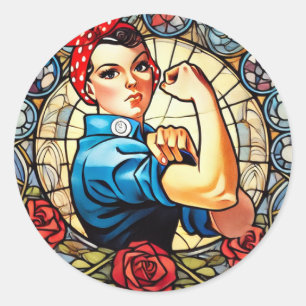 Sticker Rond Rosie the Riveter