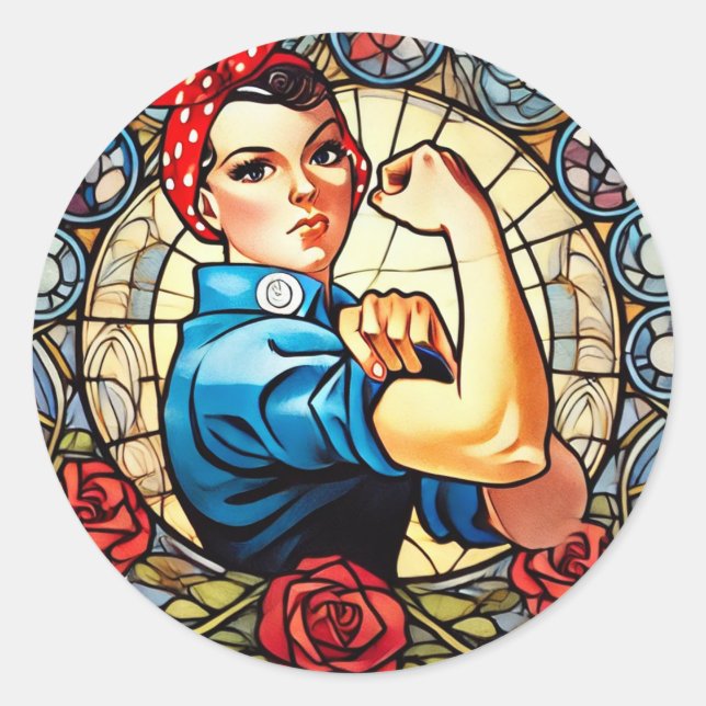 Sticker Rond Rosie the Riveter (Devant)