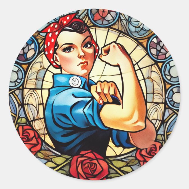Sticker Rond Rosie the Riveter (Devant)