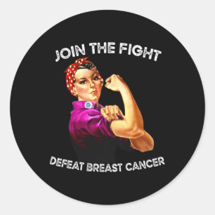 Sticker Rond Rosie The Riveter Defeat Sensibilisation au cancer