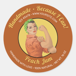 Sticker Rond Rosie the Riveter Jar Lid