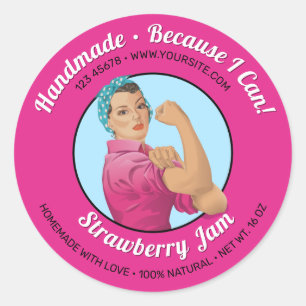 Sticker Rond Rosie the Riveter Jar Lid