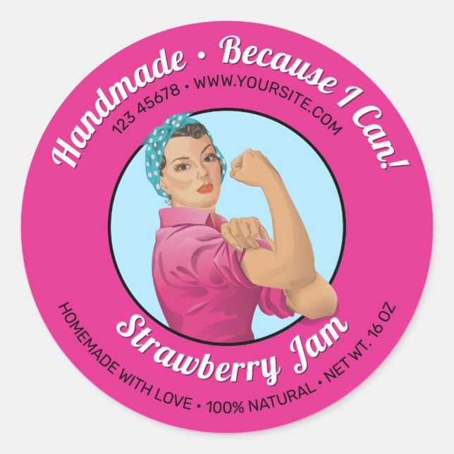 Sticker Rond Rosie the Riveter Jar Lid (Devant)
