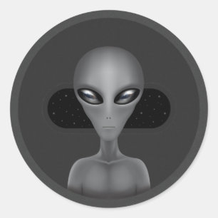Sticker Rond Roswell Alien (Sticker)