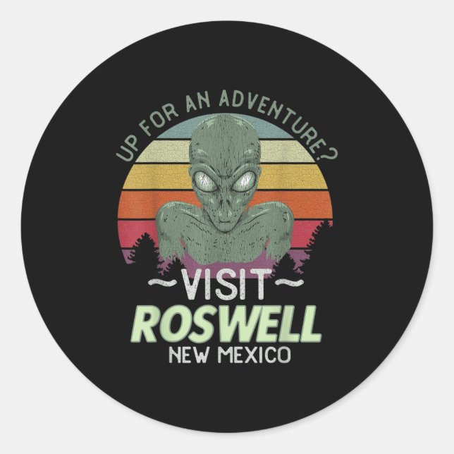 Sticker Rond Roswell New Mexico Alien Head Funny Souvenir Quote (Devant)