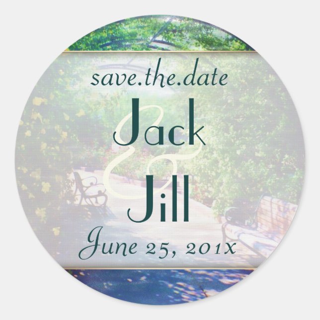 Sticker Rond Rosy Bower MARIAGE Enregistrer la date (Devant)