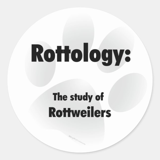 Sticker Rond Rottology; Étude des Rottweilers, Rottweiler, Rott (Devant)