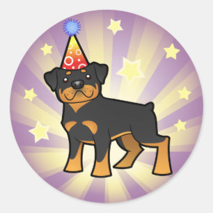 Sticker Rond Rottweiler d'anniversaire