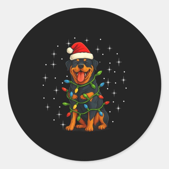 Sticker Rond Rottweiler Dog Christmas Pj Pajama Men Women Pjs F (Devant)
