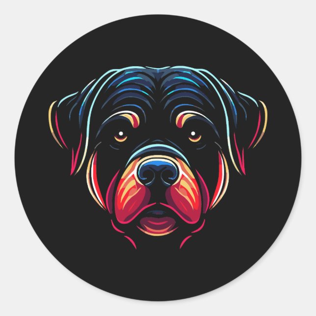 Sticker Rond Rottweiler Dog Face  (Devant)