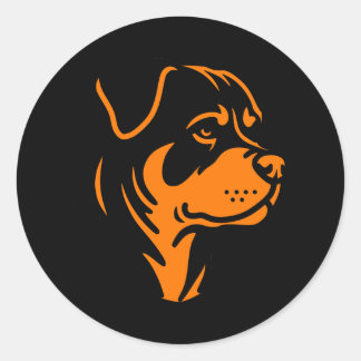 Sticker Rond Rottweiler Dog Face – Bold Line Art