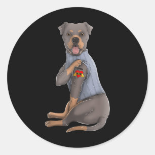 Sticker Rond Rottweiler I Love Maman Tattoo Dog Funny Mothers D