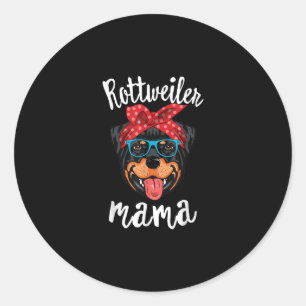 Sticker Rond rottweiler mama chiot maman chien amoureux cadeau
