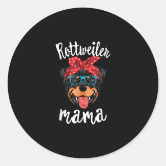 Sticker Rond rottweiler mama chiot maman chien amoureux cadeau